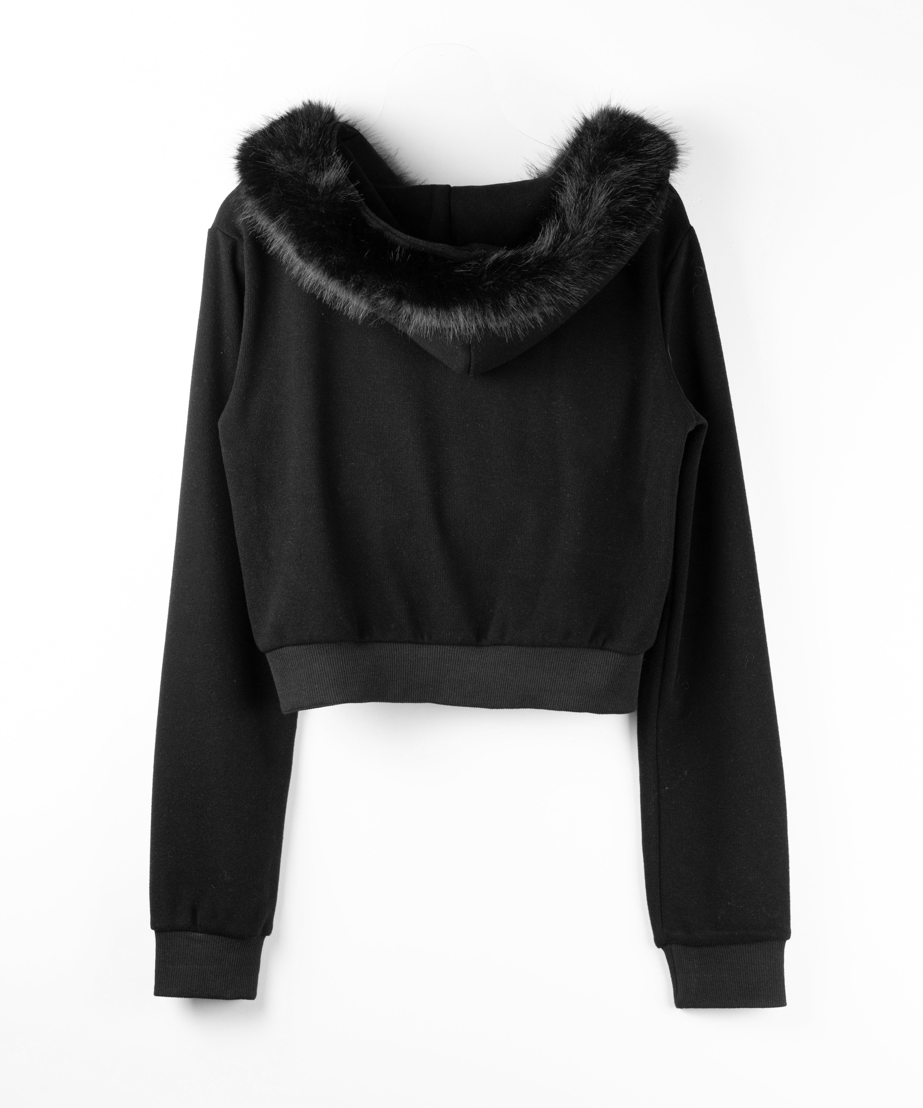 【 セットアップ 】ファーフードショートパーカー&スウェットフレアパンツ / Fur short hoodie & sweat flare pants SETUP