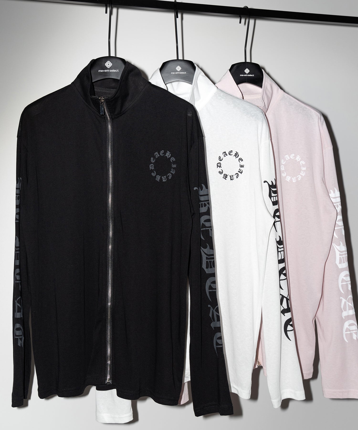 グランジロゴスタンドジップアップオーバーシアートップス / grunge logo stand zipup over sheer tops