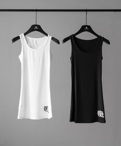 グランジロゴバッククロスタンクトップミニワンピ / grunge logo back cross tanktop mini onepiece