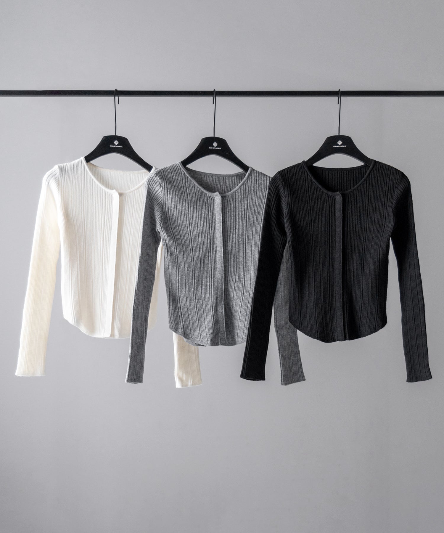 【 3color 】スナップボタンリブニットスリムカーディガン / snap button rib knit slim cardigan