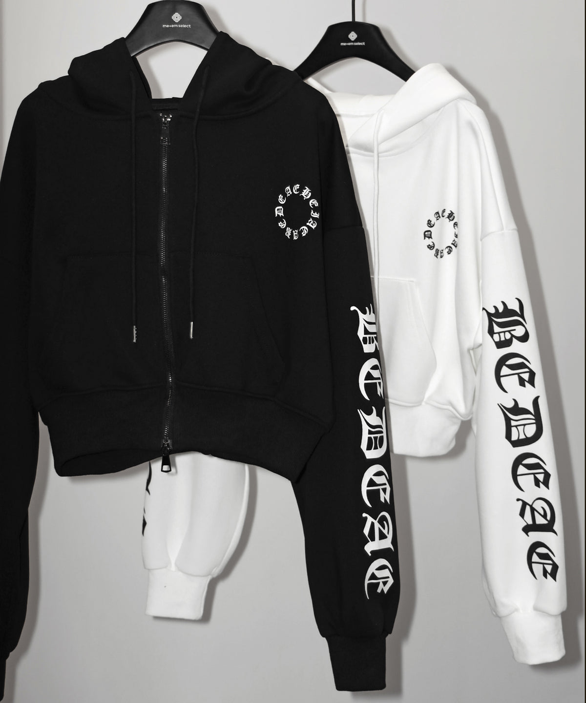 グランジロゴダブルジップショートパーカー / grunge logo double zip short hoodie