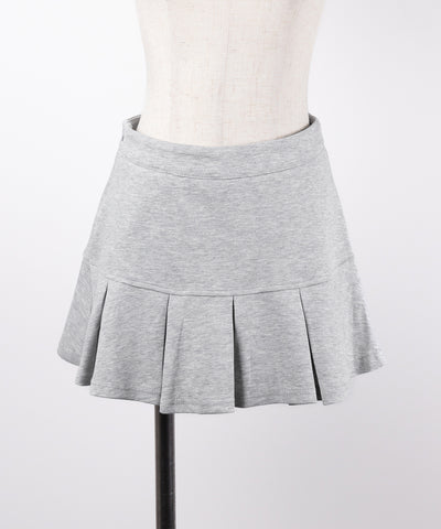 【 2点セット 】スキッパーネック半袖Tシャツ & プリーツミニスカート ワンホンセットアップ / skipper neck short sleeve T-shirt & pleated mini skirt wanghong setup