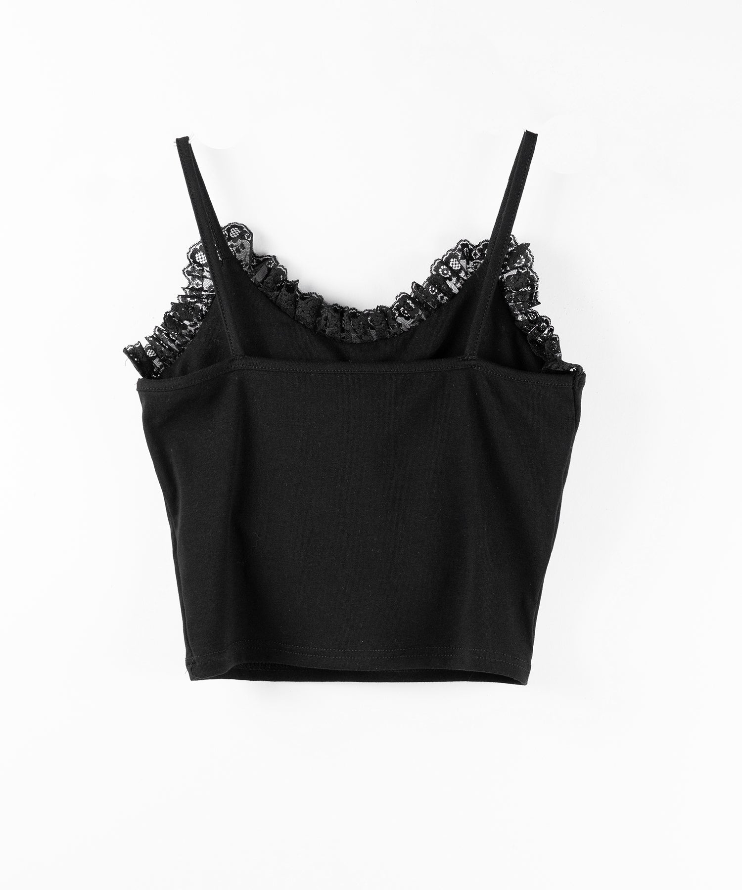 【 2点セット 】レースアップリボンショートトップス + レースキャミ SET / lace up ribbon short tops + lace cami SET