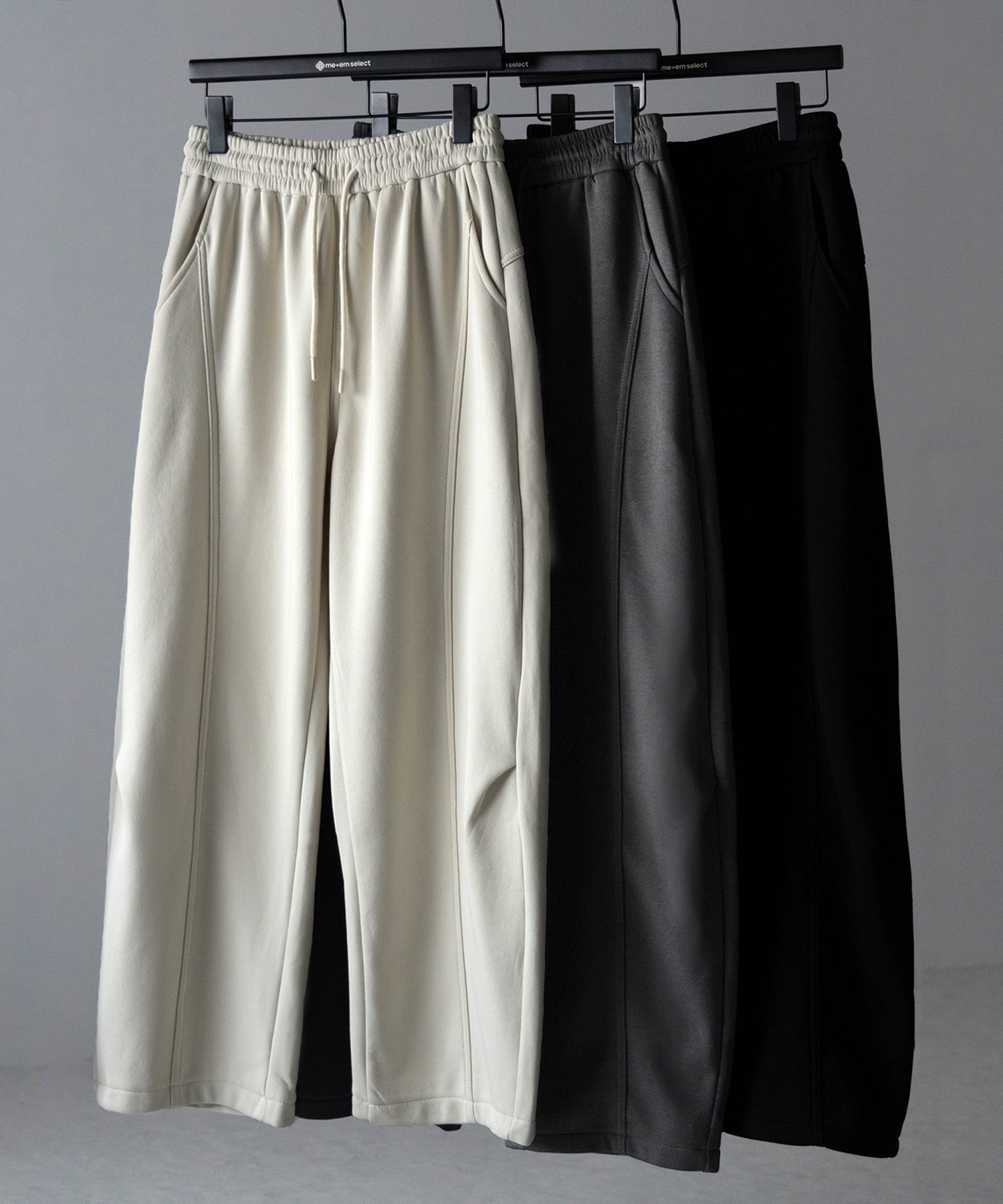 【 裏起毛 】カーブラインサイドタックワイドスウェットパンツ