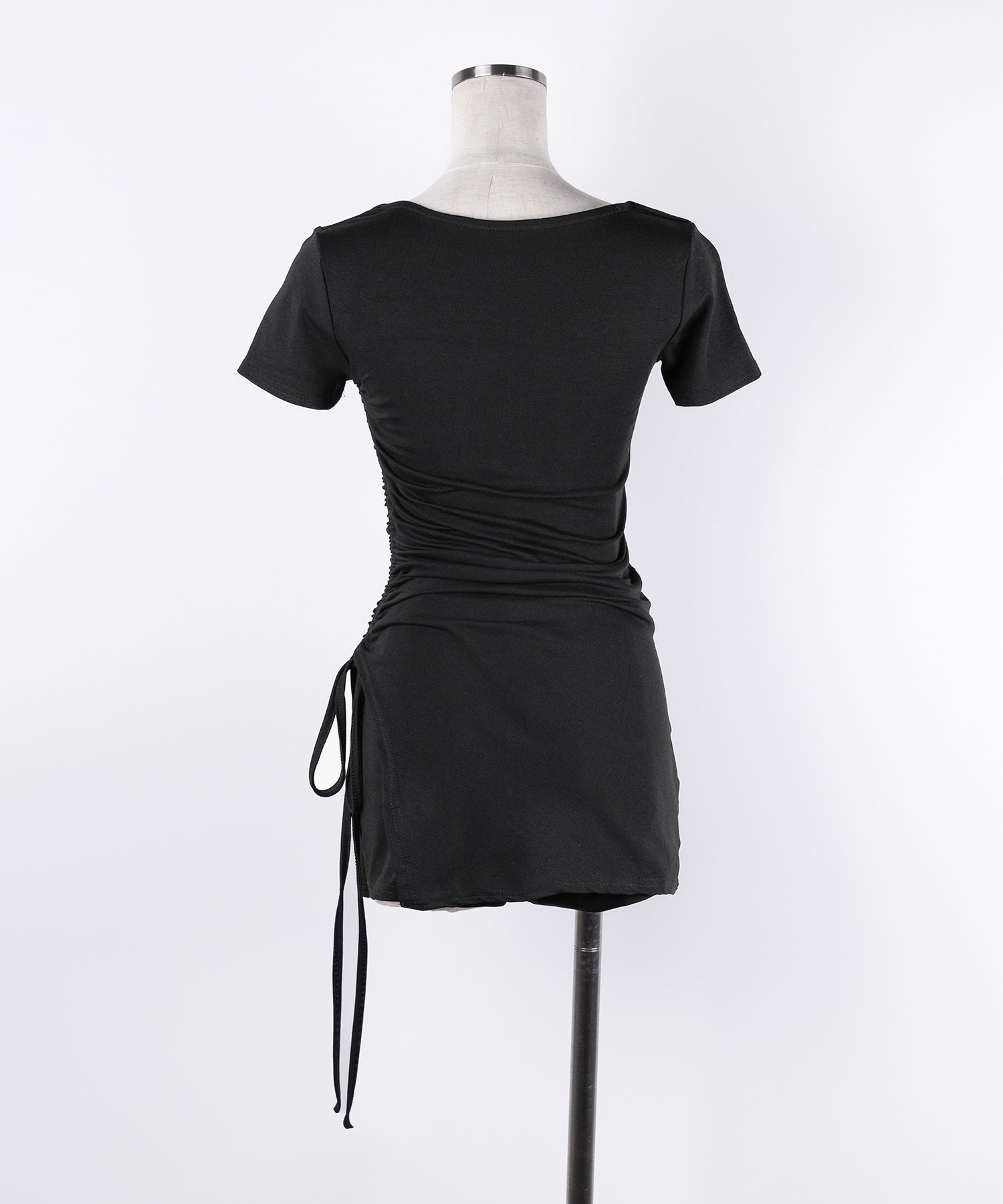 【 2点セット 】スクエアネックサイドシャーリングミニワンピース&インナーショートパンツ ワンホンセットアップ / square neck side shirring mini onepiece & inner short pants wanghong SETUP