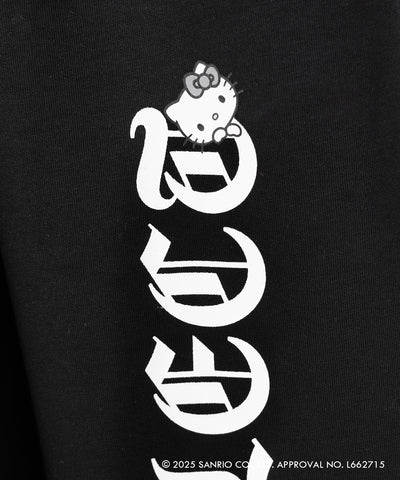 【 HELLO KITTY × me+em select 】ハローキティグランジロゴワイドスウェットパンツ / Hello Kitty grunge logo wide sweatpants 【 セットアップ着用可能 】