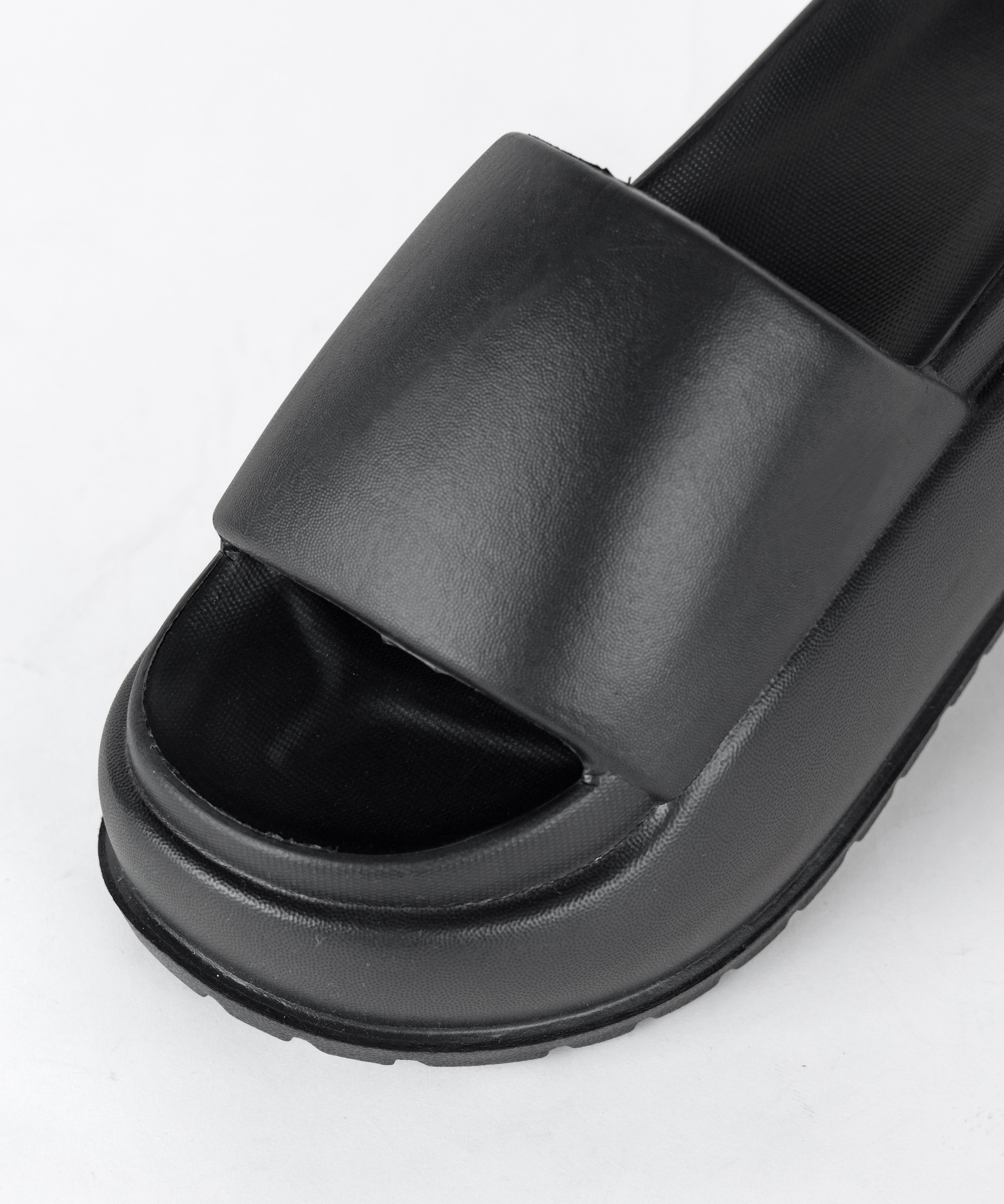 厚底ボリュームソールパフィースライドサンダル/platform volume sole puffy slide sandals