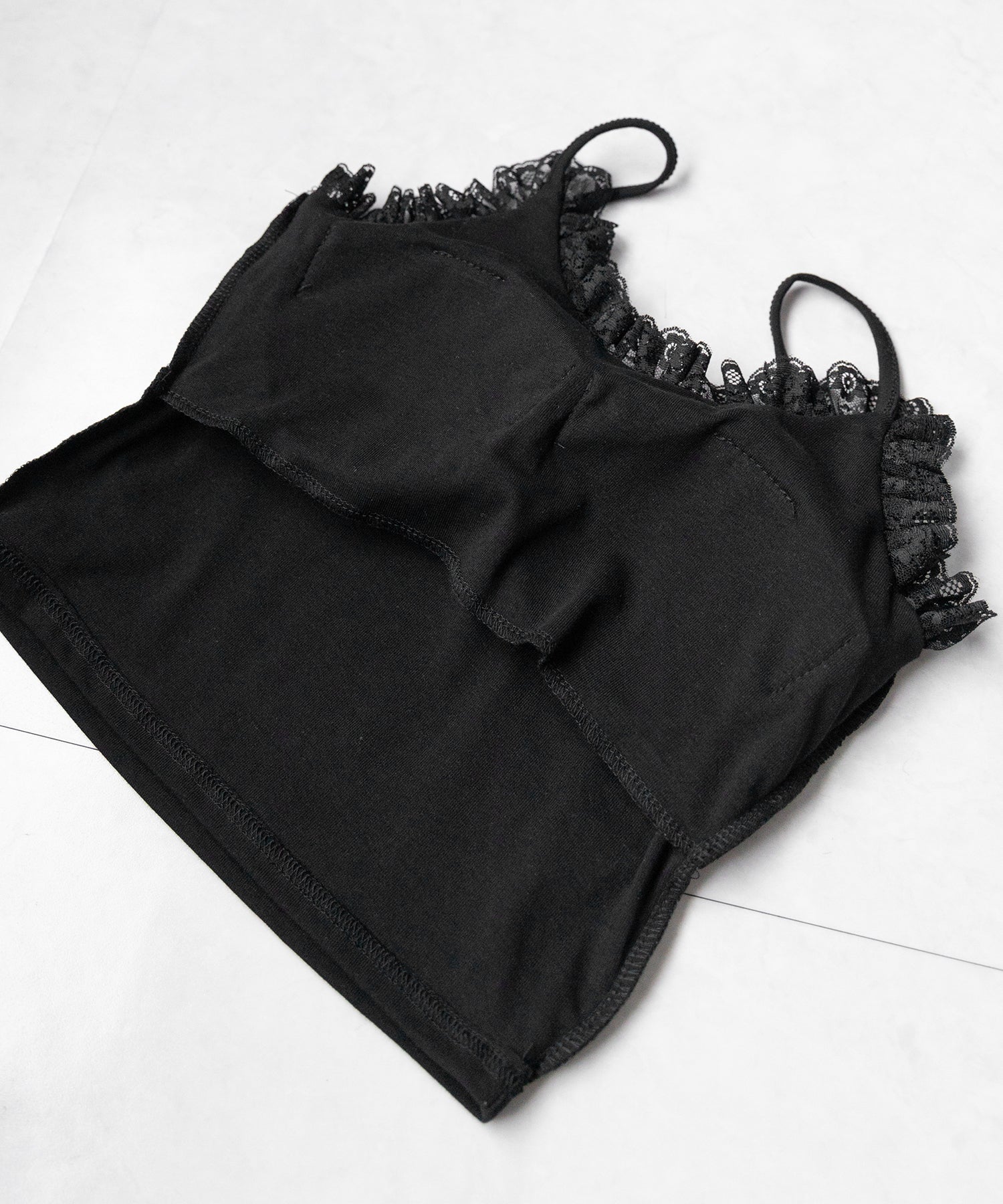【 2点セット 】レースアップリボンショートトップス + レースキャミ SET / lace up ribbon short tops + lace cami SET
