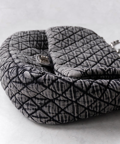 ヴィンテージブラックデニムキルティングショルダーバッグ / vintage black denim quilting shoulder bag
