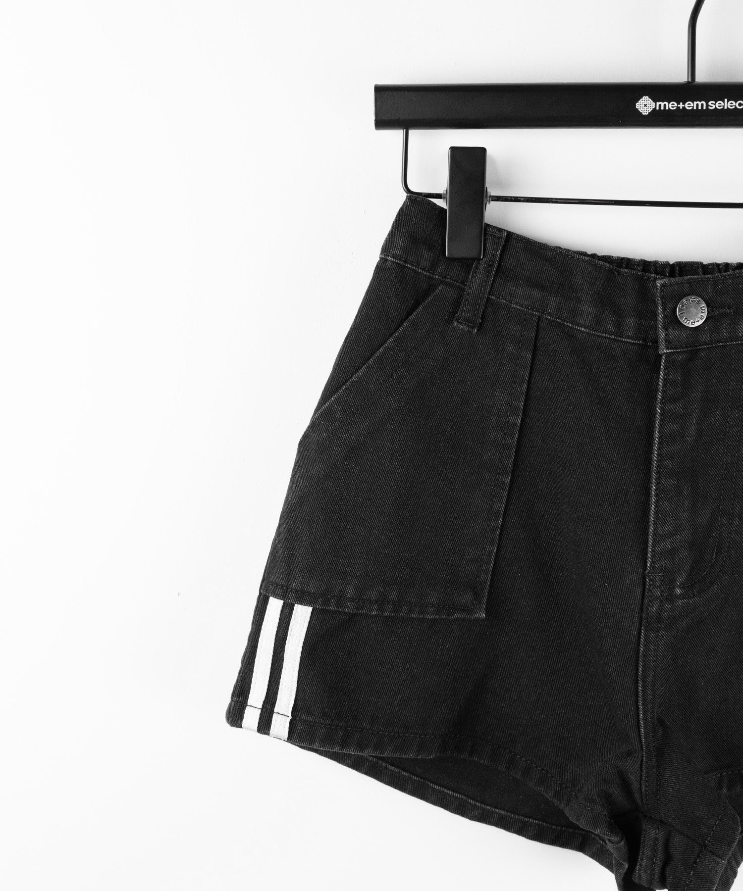 【 2color 】サイドラインハイウエストデニムショートパンツ / sideline highwaist denim short pants