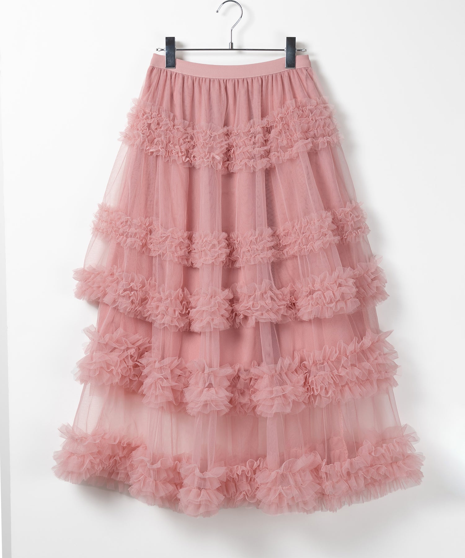 シアーフリルレイヤードボリュームチュールスカート