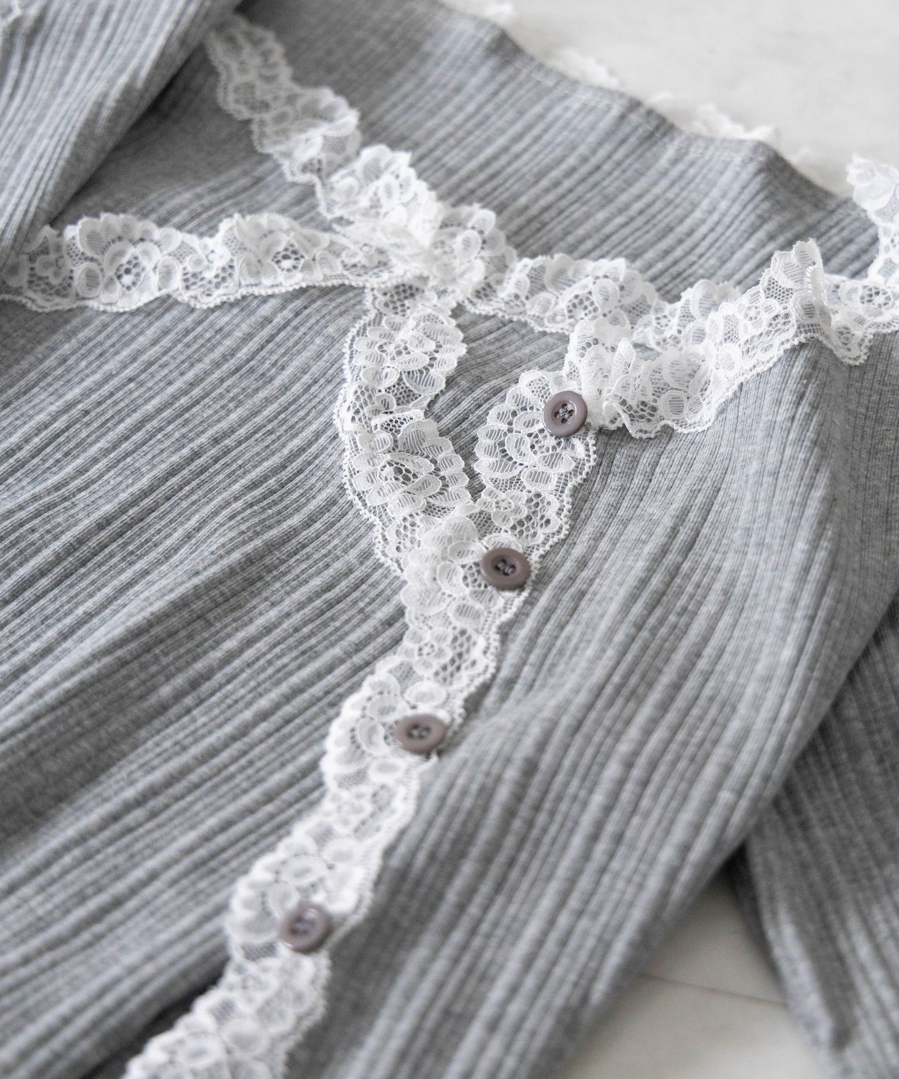 【 2点セット 】レースドッキングリブキャミソール + カーディガンセット / lace docking lib camisole + cardigan SET