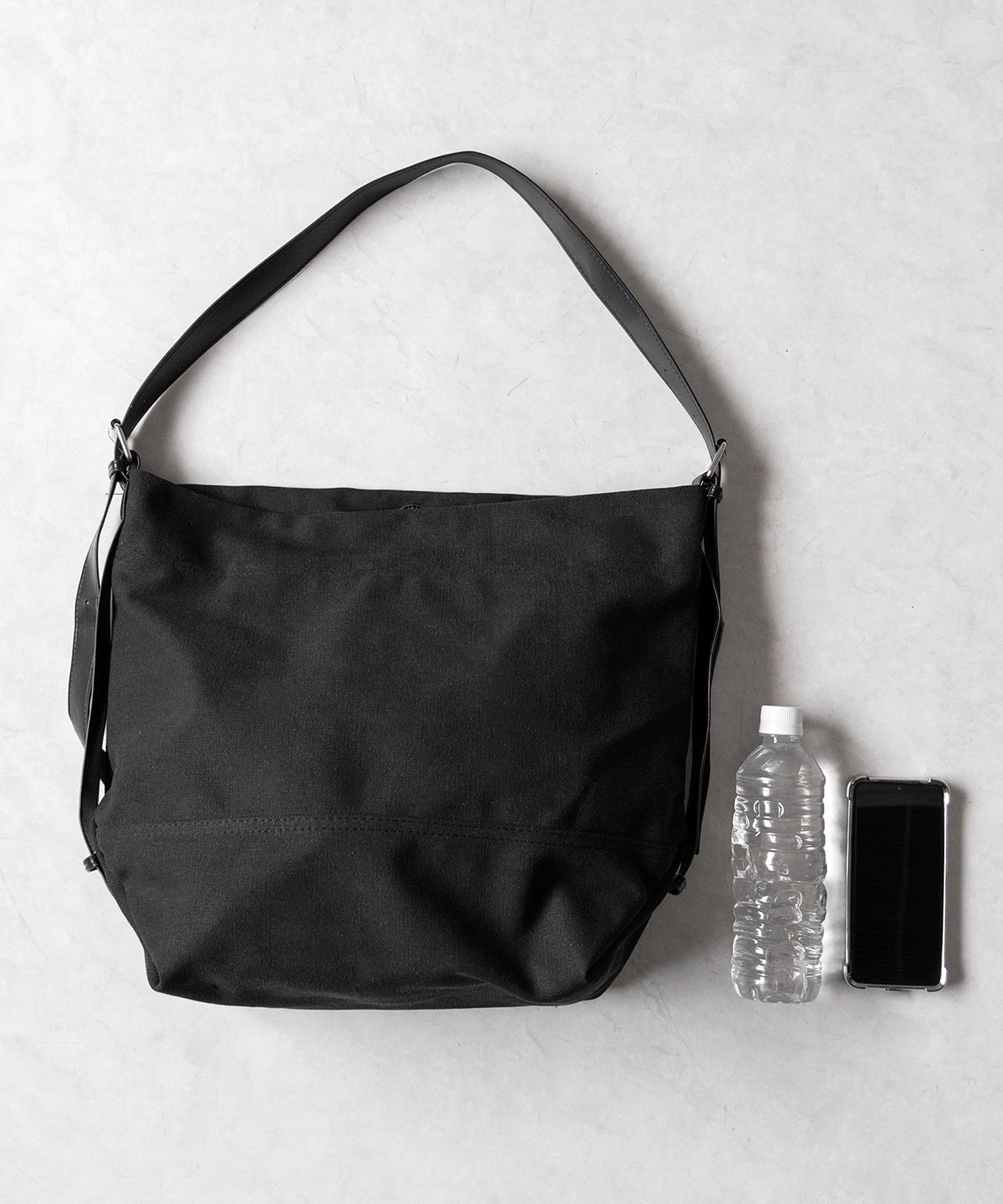 【 2color 】レザーベルトキャンバスビッグショルダーバッグ / leather belt canvas big shoulder bag