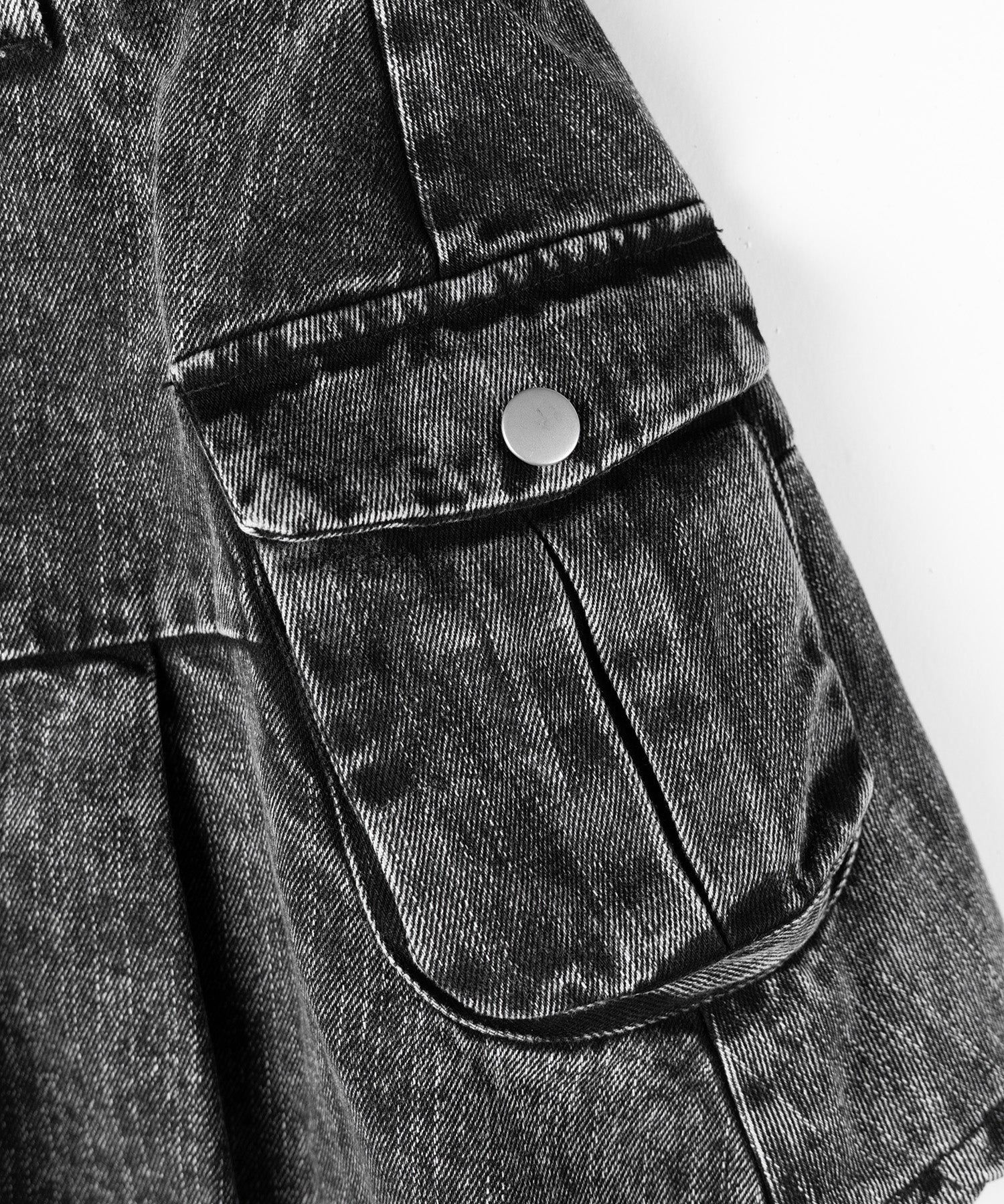 【 セットアップ着用可能 】ヴィンテージケミカルブリーチプリーツデニムミニスカート / vintage bleached pleated denim mini skirt