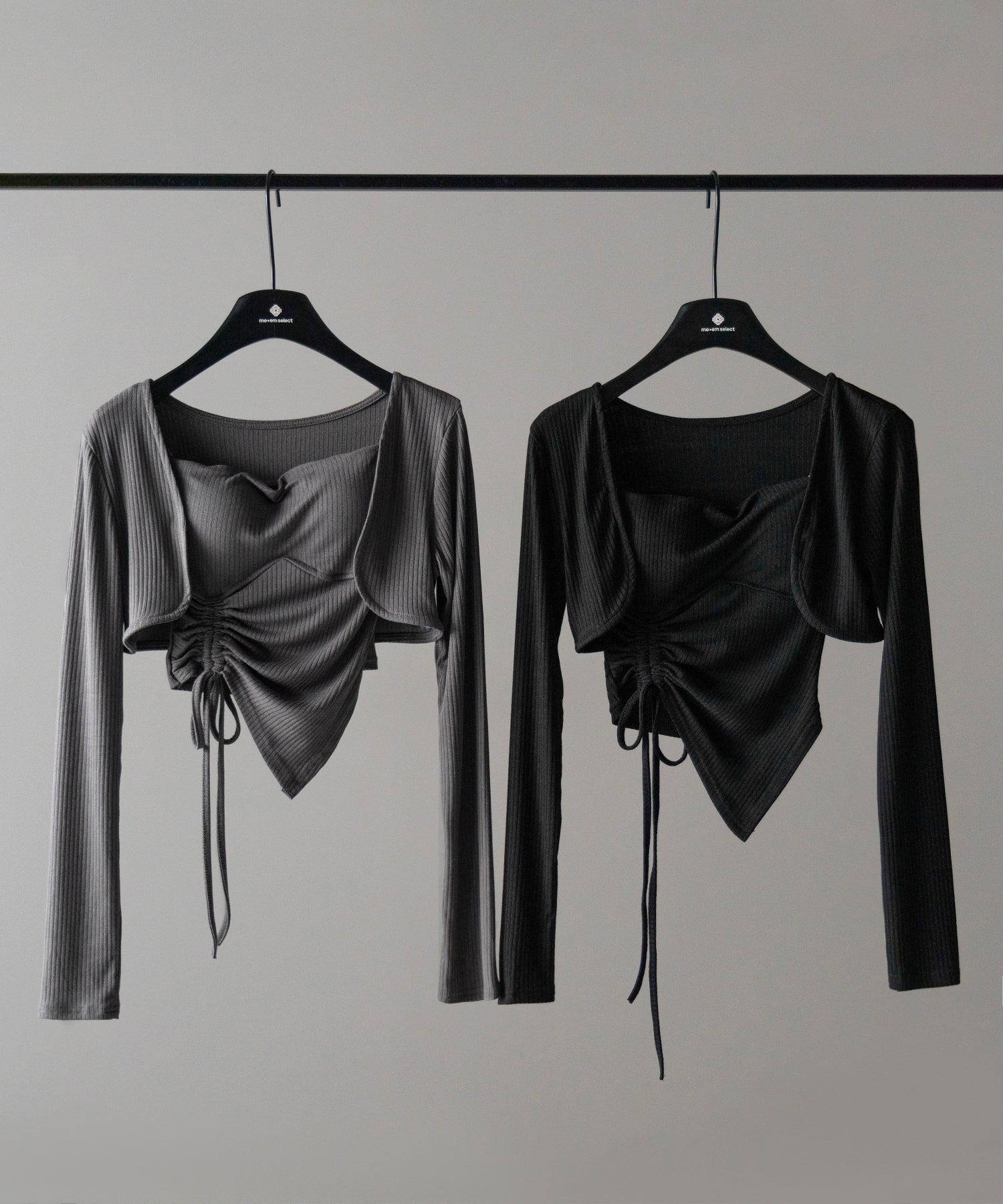 【 2点セット 】シャーリングリボンベアトップス & ショートカーディガン SET / shirring ribbon bare tops & short cardigan SET