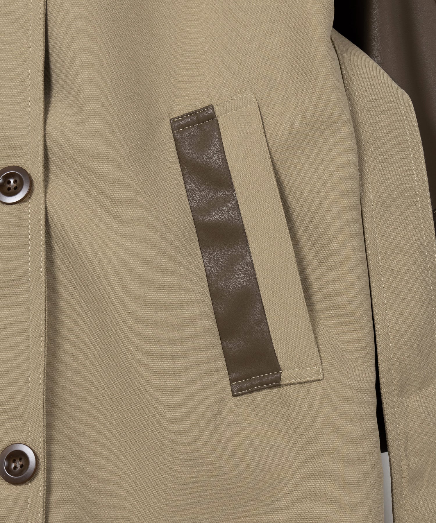 【 3COLOR 】フェイクレザードッキングロングトレンチコート