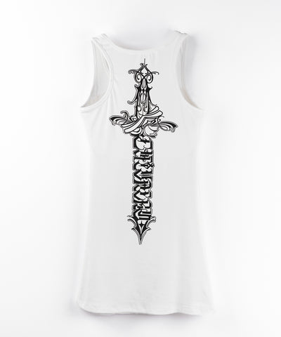 グランジロゴバッククロスタンクトップミニワンピ / grunge logo back cross tanktop mini onepiece
