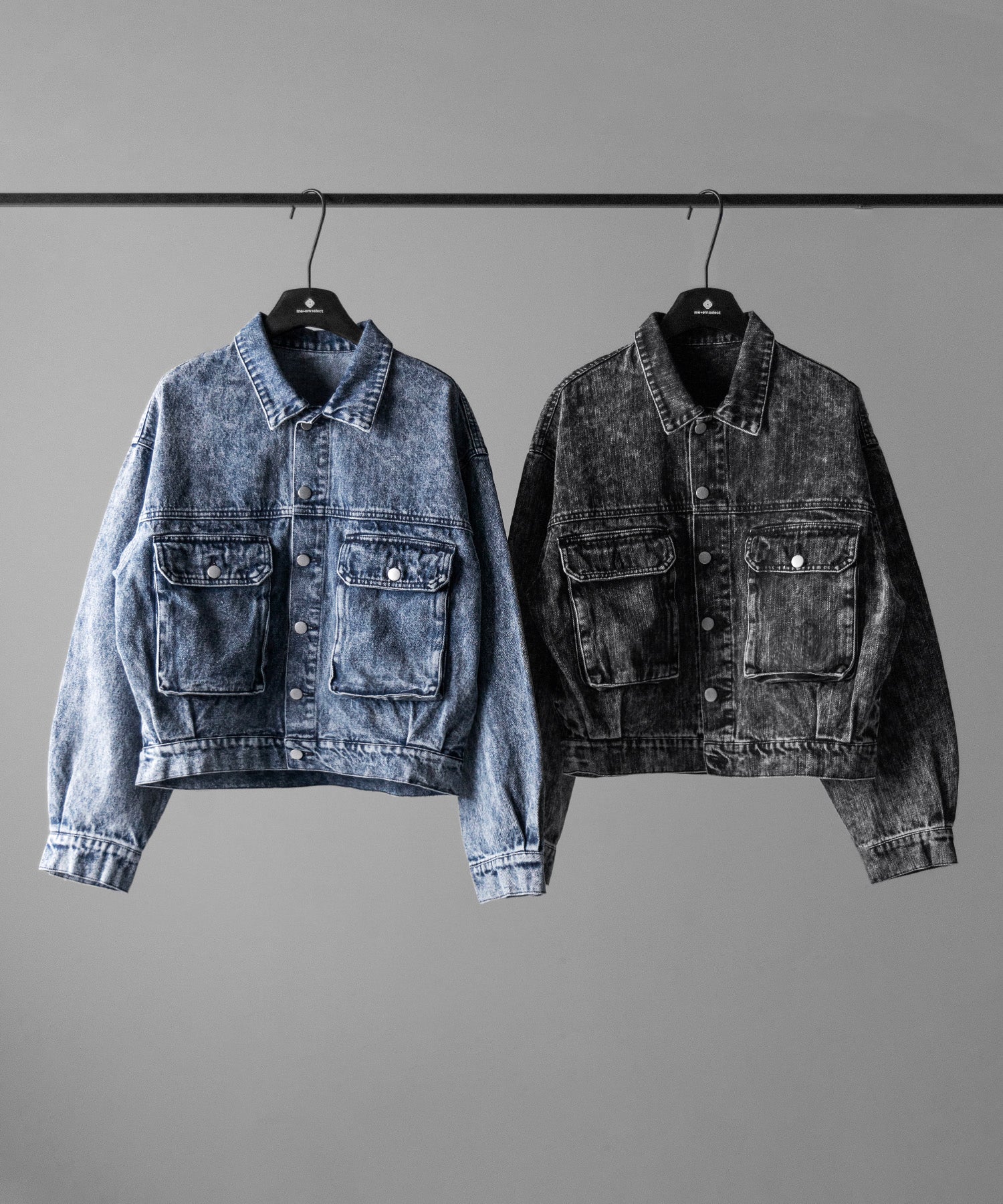 【 デニムセットアップ着用可能 】ヴィンテージケミカルブリーチアウトポケットクロップドデニムジャケット/ vintage chemical bleach outpocket cropped denim jacket