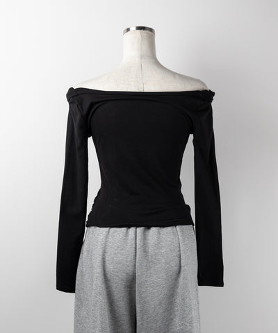 ウエストレースカットアウトオフショルトップス / waist lace cutout offshoulder tops