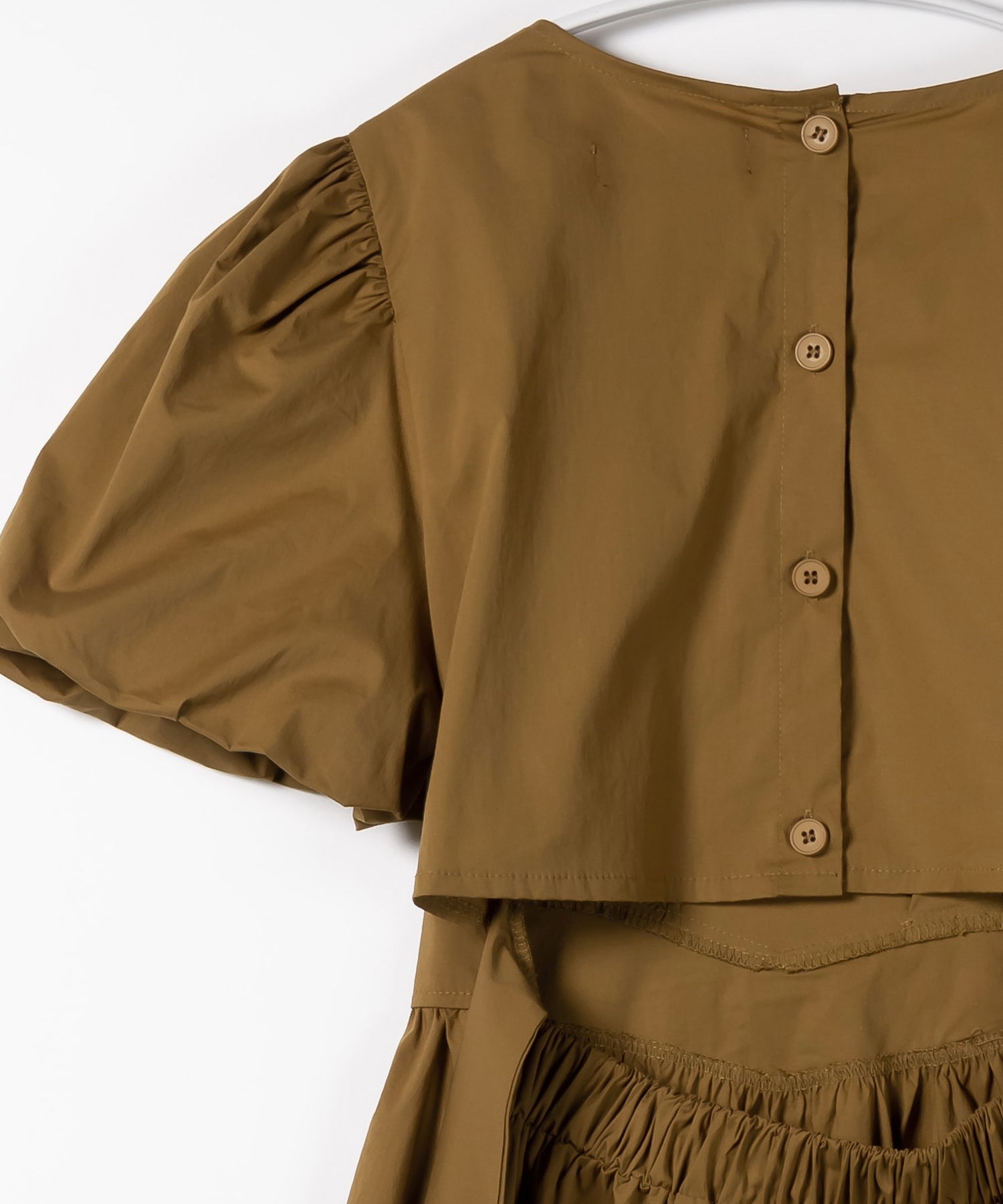【 5COLOR 】ボリュームスリーブカットアウトバックリボンワンピース