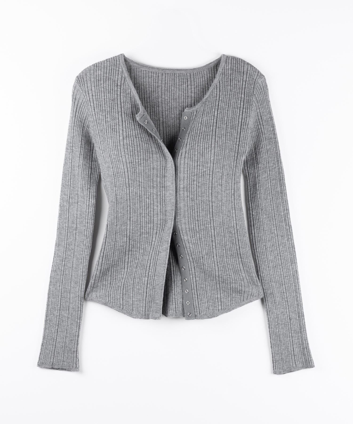 【 3color 】スナップボタンリブニットスリムカーディガン / snap button rib knit slim cardigan