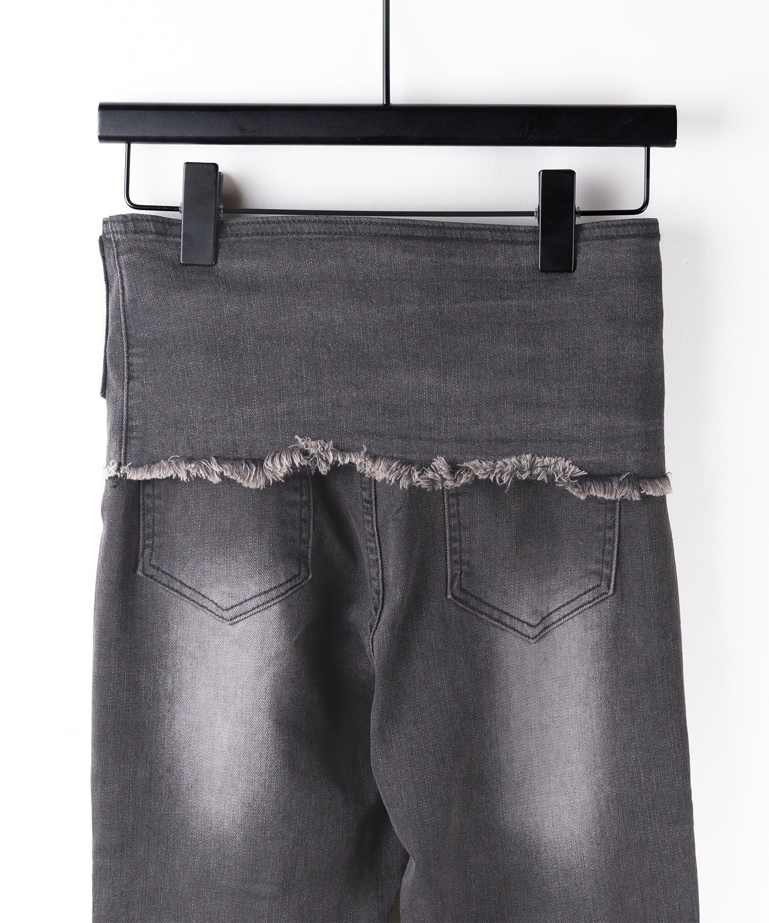 【 2color / 4size 】ストラップリボンヴィンテージストレッチフレアデニム / strap ribbon vintage stretch flare denim