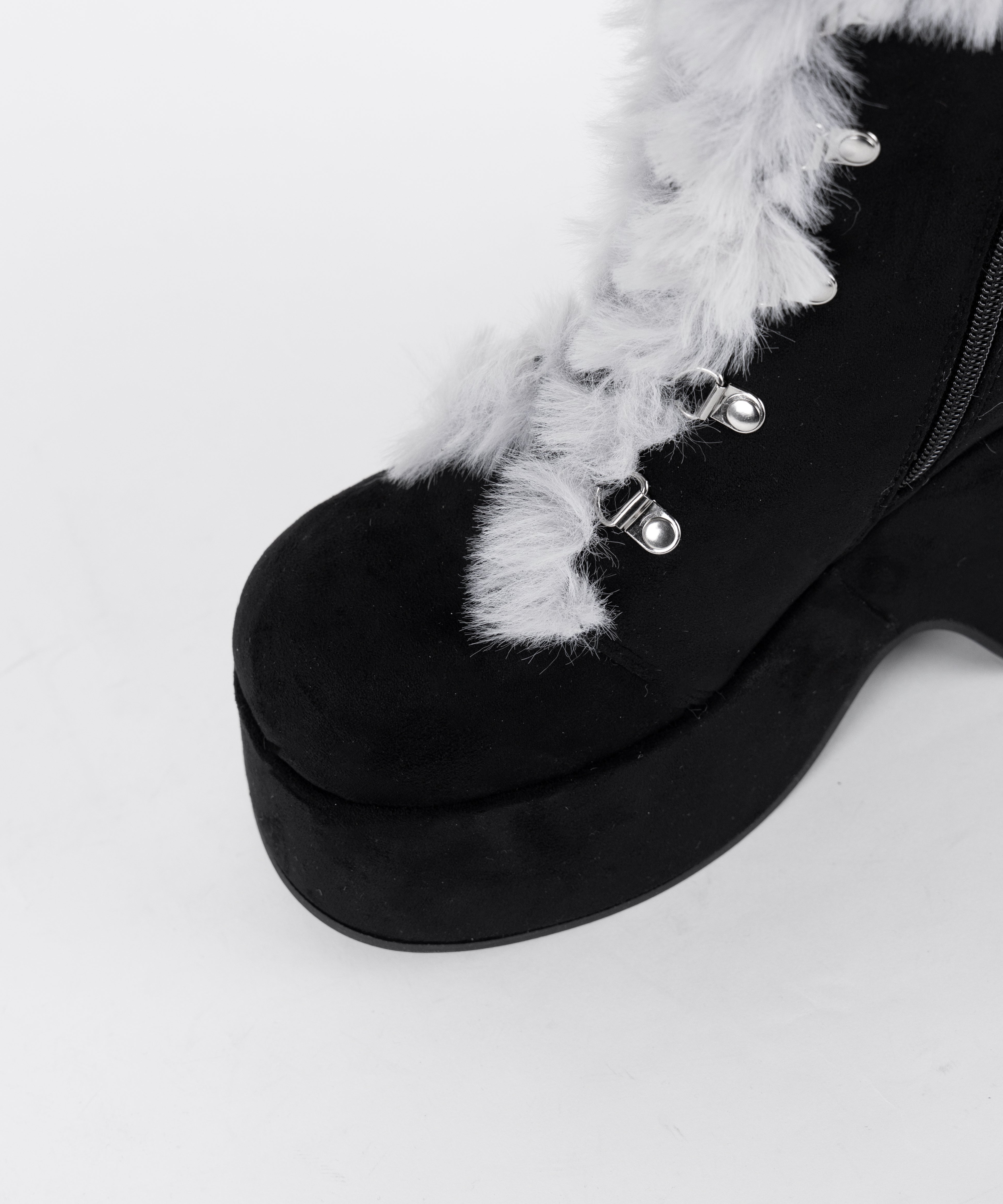 厚底レースアップムートンロングブーツ / platform laceup mouton long boots