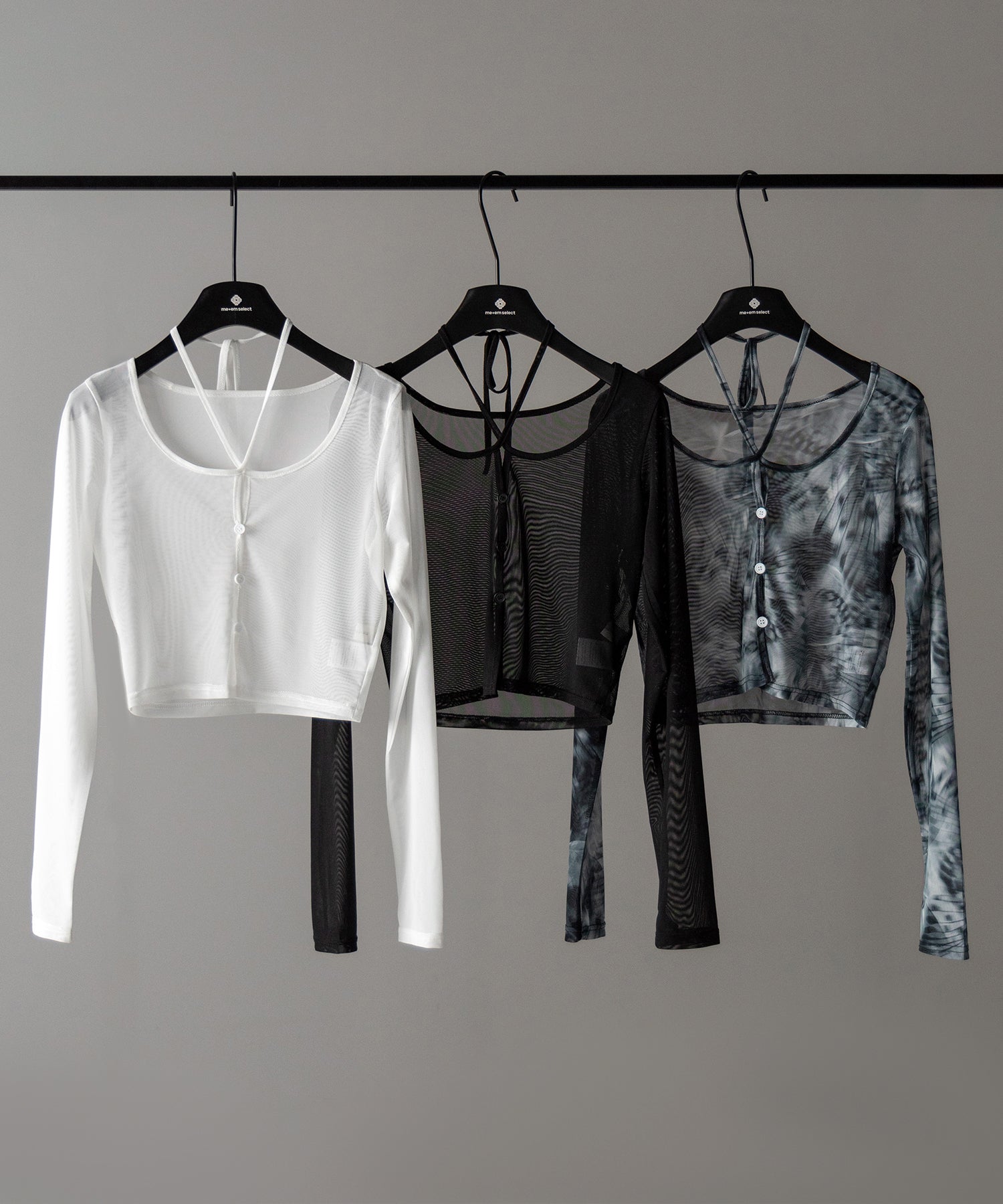 【 3color / 2WAY 】クロスストラップリボンシアーショートカーディガン / cross strap ribbon sheer short cardigan