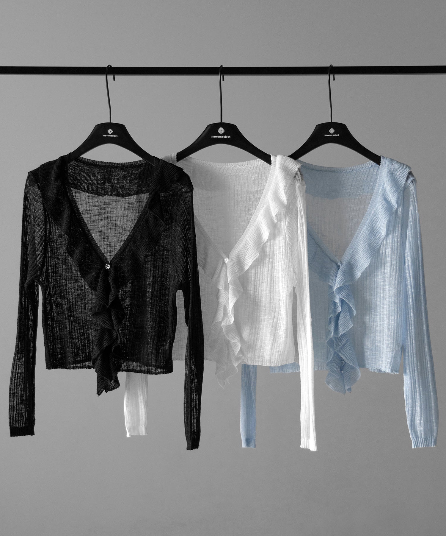 フリルシアールーズニットカーディガン / frill sheer loose knit cardigan