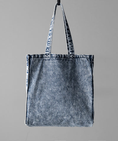ヴィンテージケミカルブリーチビッグスクエアデニムトートバッグ / vintage chemical bleach big square denim tote bag