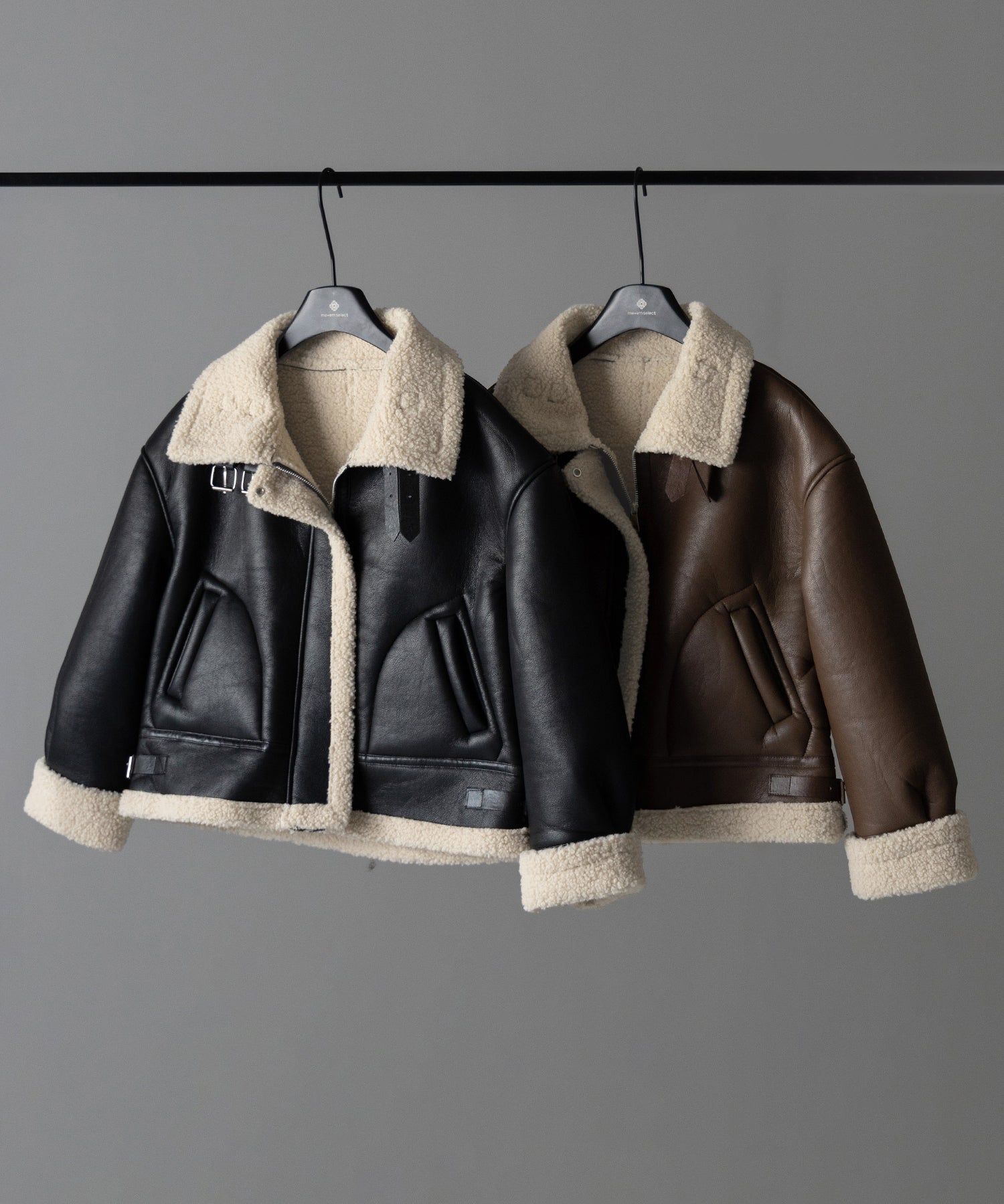 フェイクレザームートンB-3クロップドフライトジャケット