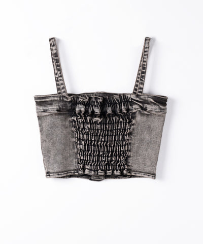 【 セットアップ 】ヴィンテージライクデニムビスチェ + ストレッチフレアデニム SET / 【 SET UP 】 vintage like denim bustier + stretch flare denim