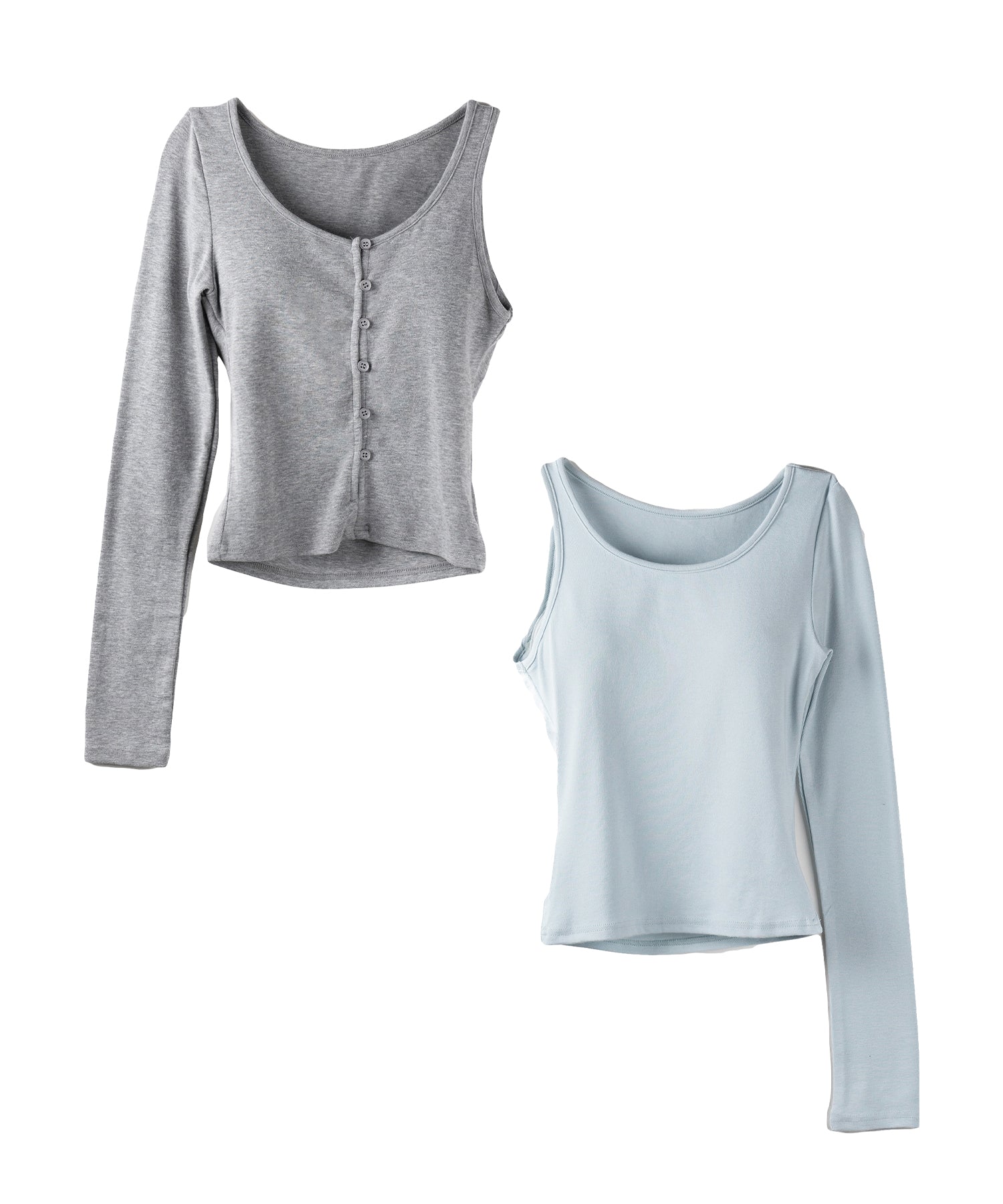 【 2color 】ブロッキングセットレイヤードトップス / blocking set layered tops