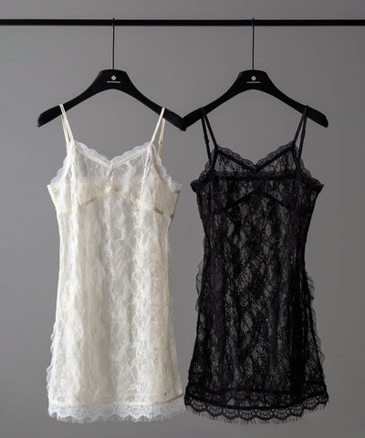 チュールドッキングレースチュニックキャミソール / tulle docking lace tunic camisole