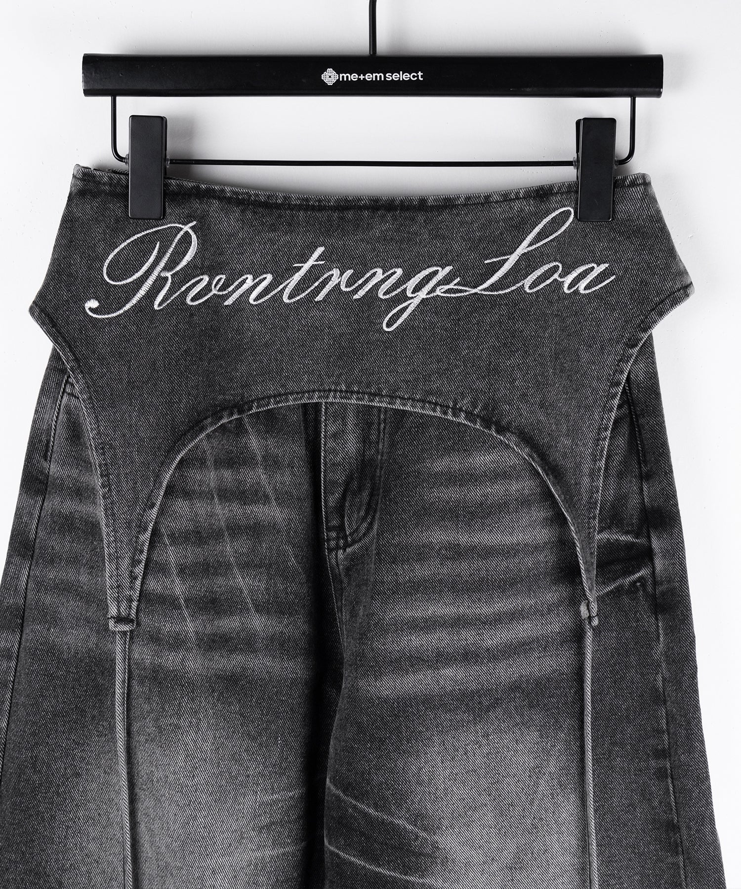 【 2WAY 】レタリングロゴ刺繍ガーターヴィンテージワイドデニム / lettering logo embroidery garter vintage wide denim