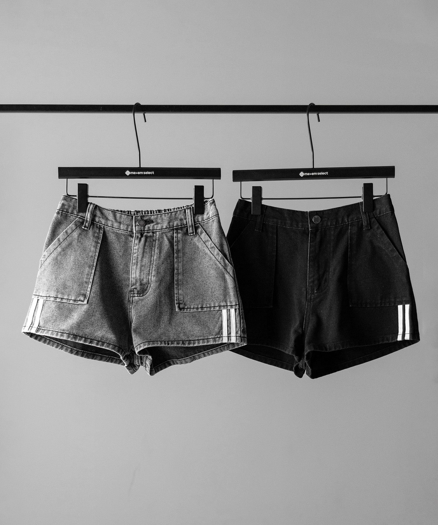 【 2color 】サイドラインハイウエストデニムショートパンツ / sideline highwaist denim short pants