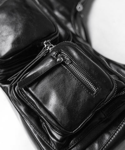 ダブルジップアウトポケットヴィンテージボストンショルダーバッグ / double zip out pocket vintage boston shoulder bag