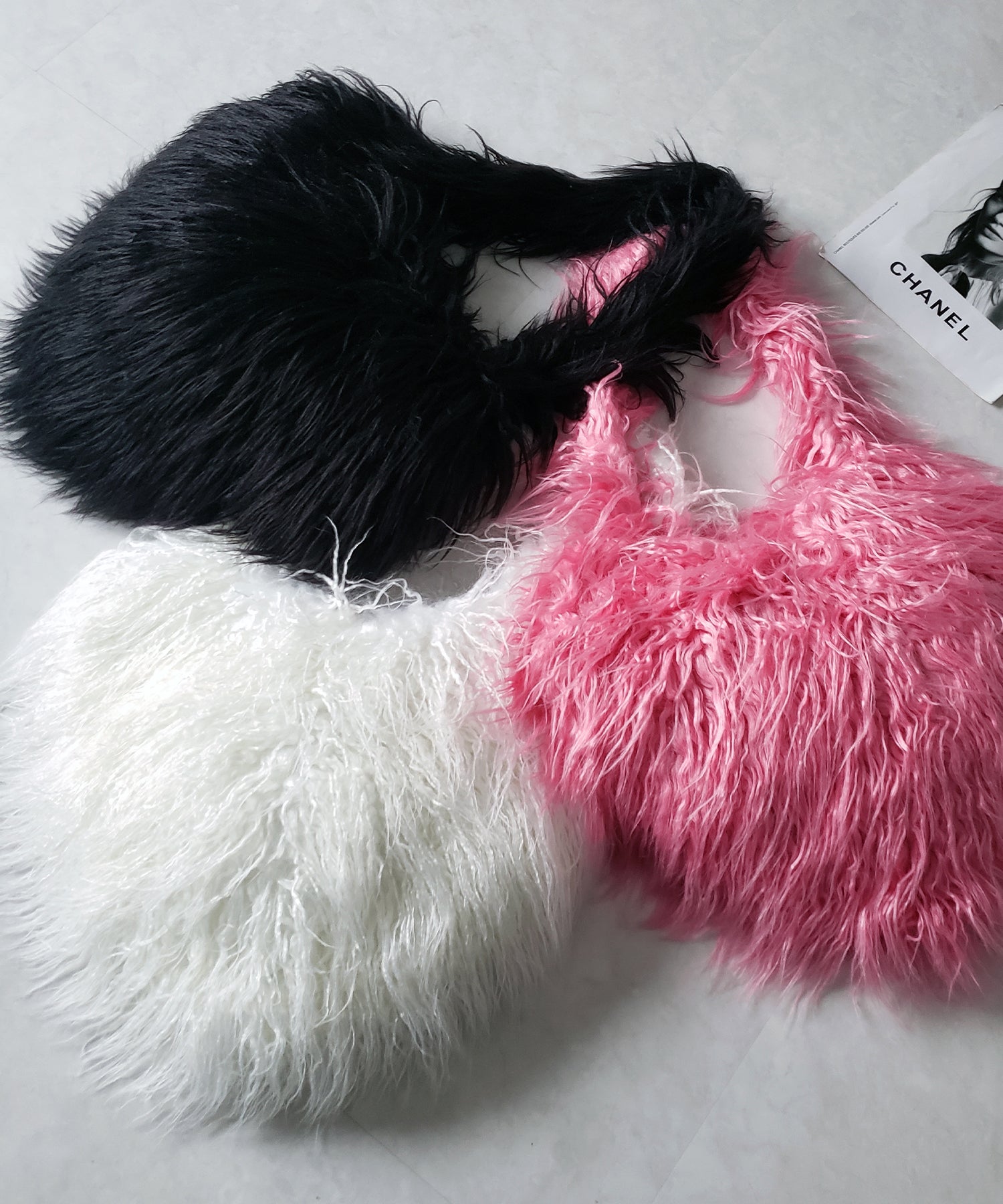 【 4color 】シャギーファーハートショルダーバッグ / shaggy fur heart shoulder bag