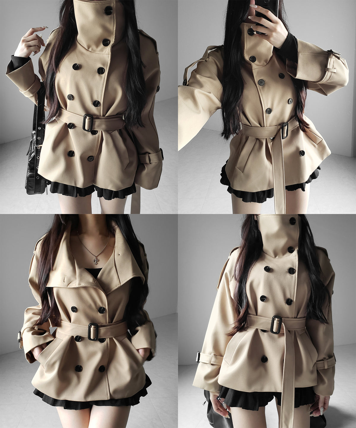 2WAYスタンドカラーミドルトレンチコート / 2WAY stand collar middle trench coat