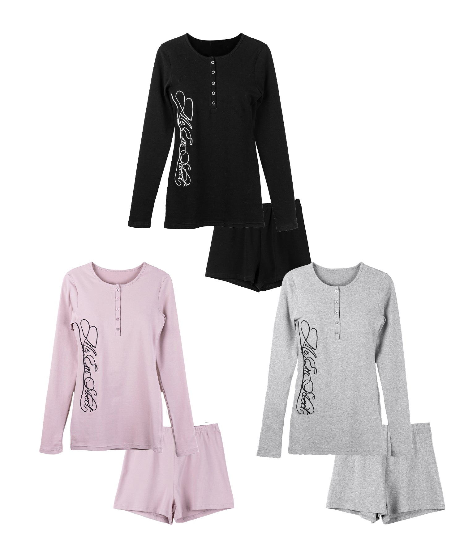 【 セットアップ 】レタリングロゴヘンリーネックトップス&ショートパンツ SETUP / lettering logo henlyneck tops & short pants