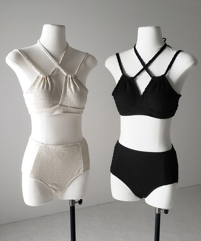 【 レディース水着/2点セット 】2WAY フロントリボンクロスネックセパレートビキニ / 2WAY front ribbon cross neck separate bikini