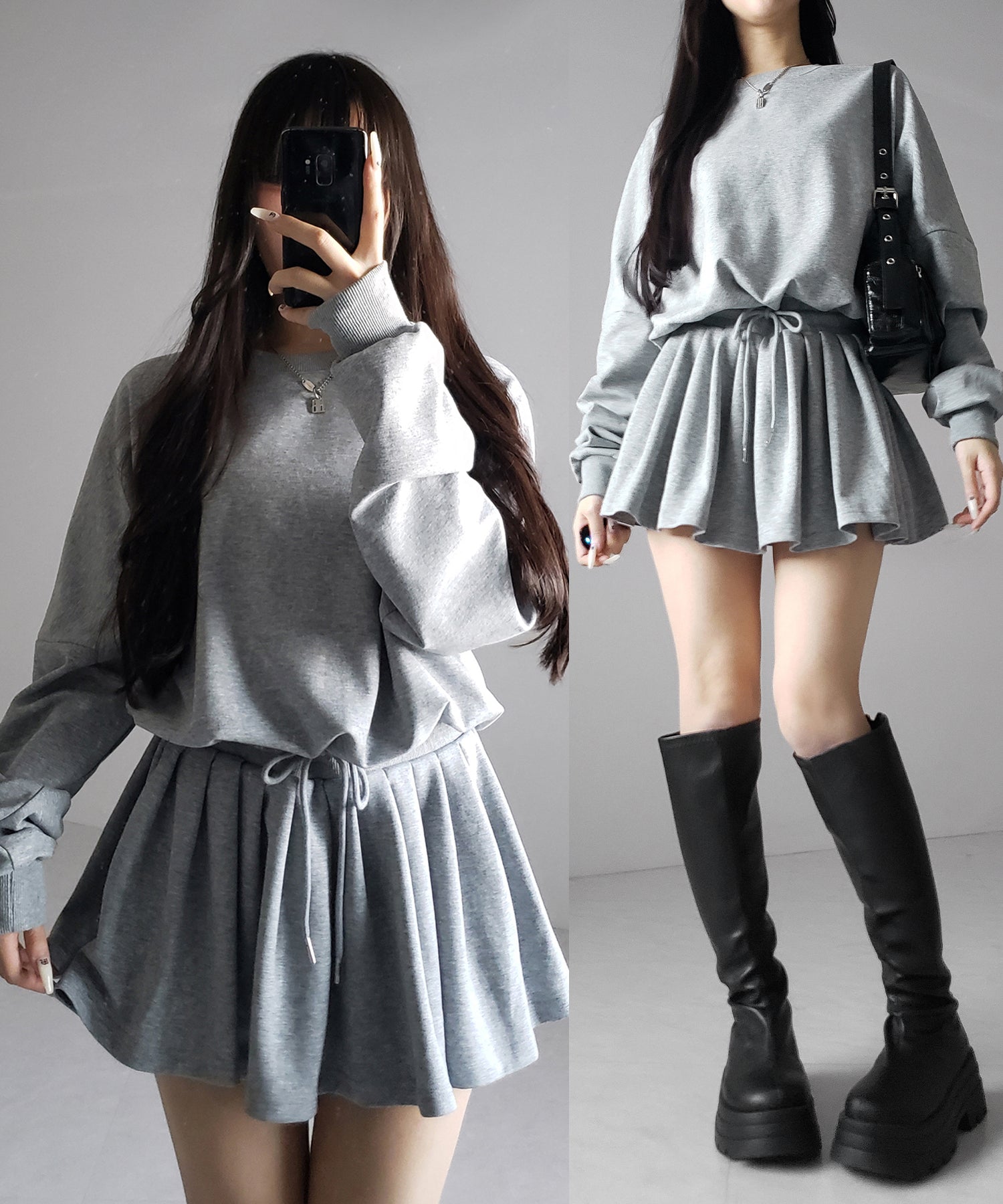 オーバースウェットフレアミニワンピース / over sweat flare mini onepiece