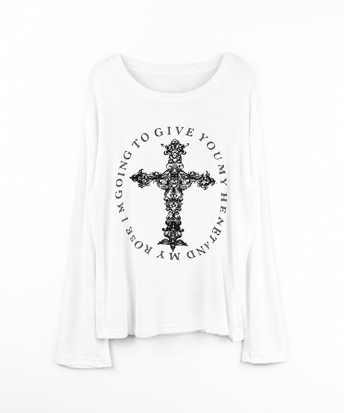 【 ワンショルにできる2way 】クロスロゴプリントワンショルルーズシアーTシャツ / 2WAY cross logo print one shoulder loose sheer T-shirt