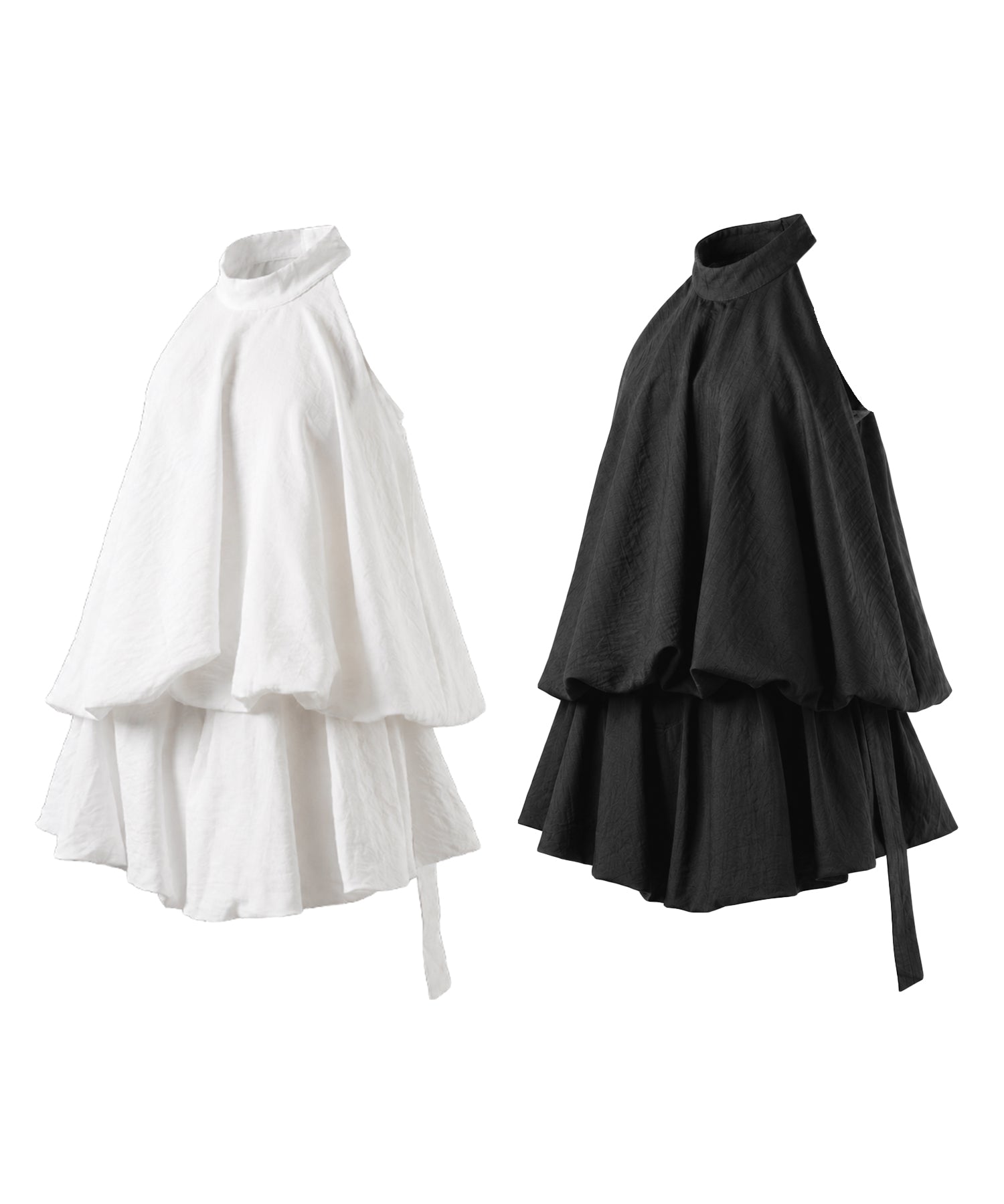 【 ベルト付 】ワンホンホルターネックギャザーフレアセットアップ / wanghong halter neck gathered flare SETUP