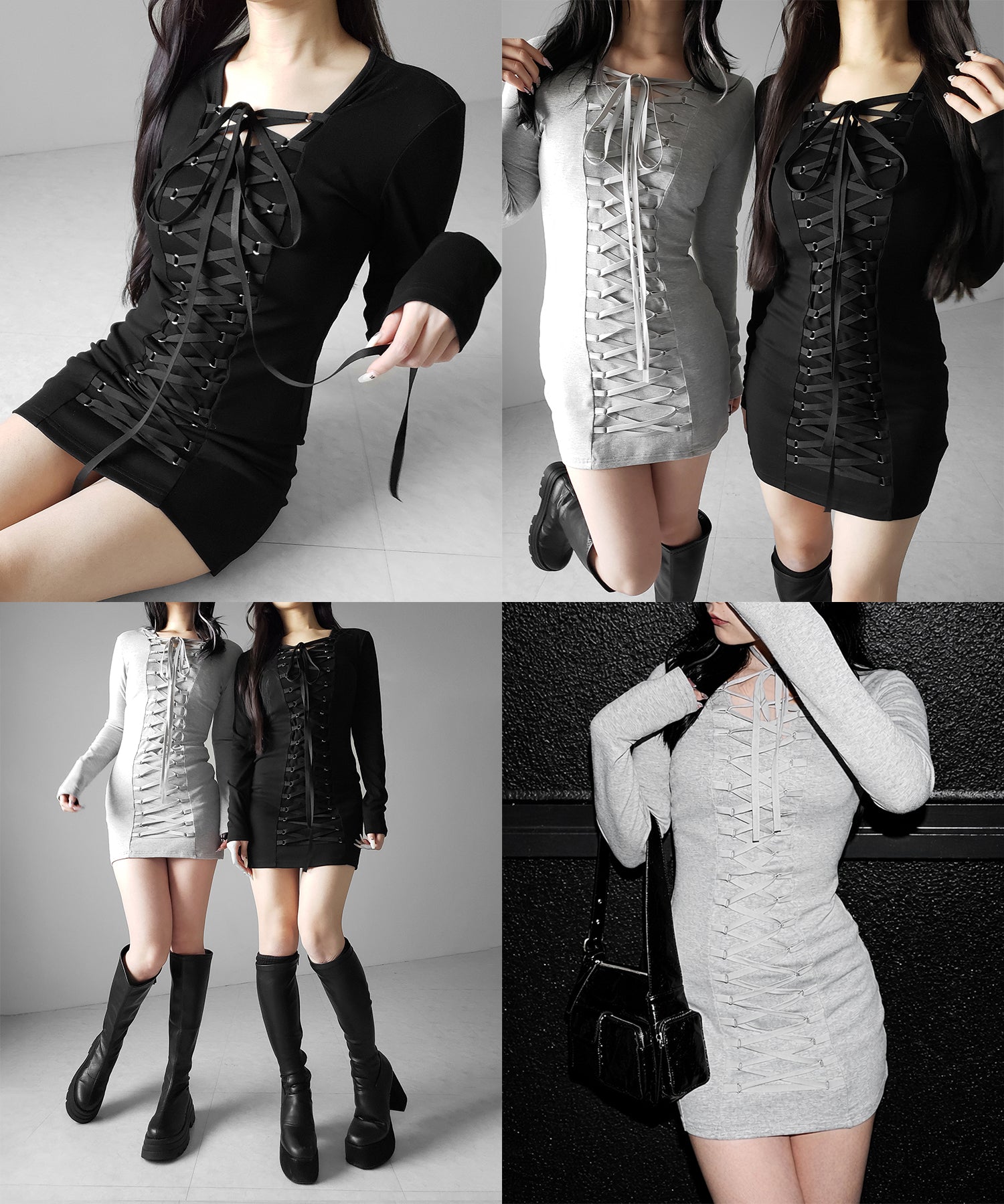 【 2WAY 】レースアップコルセットリボンチョーカーミニワンピース / lace up corset ribbon choker mini onepiece