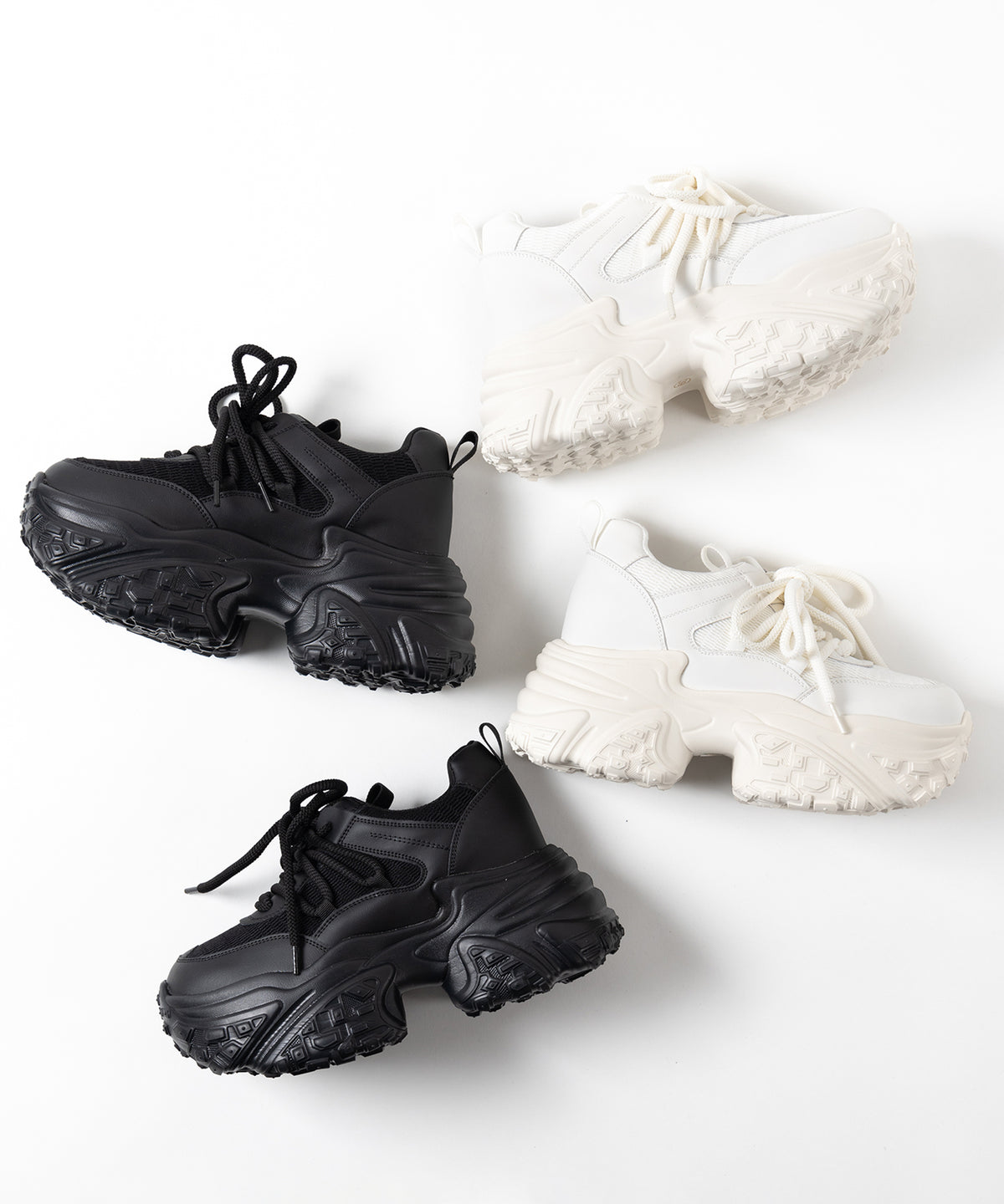 【 +10.5cm盛れ 】レースアップ厚底スニーカー / +10.5cm lace-up platform sneakers