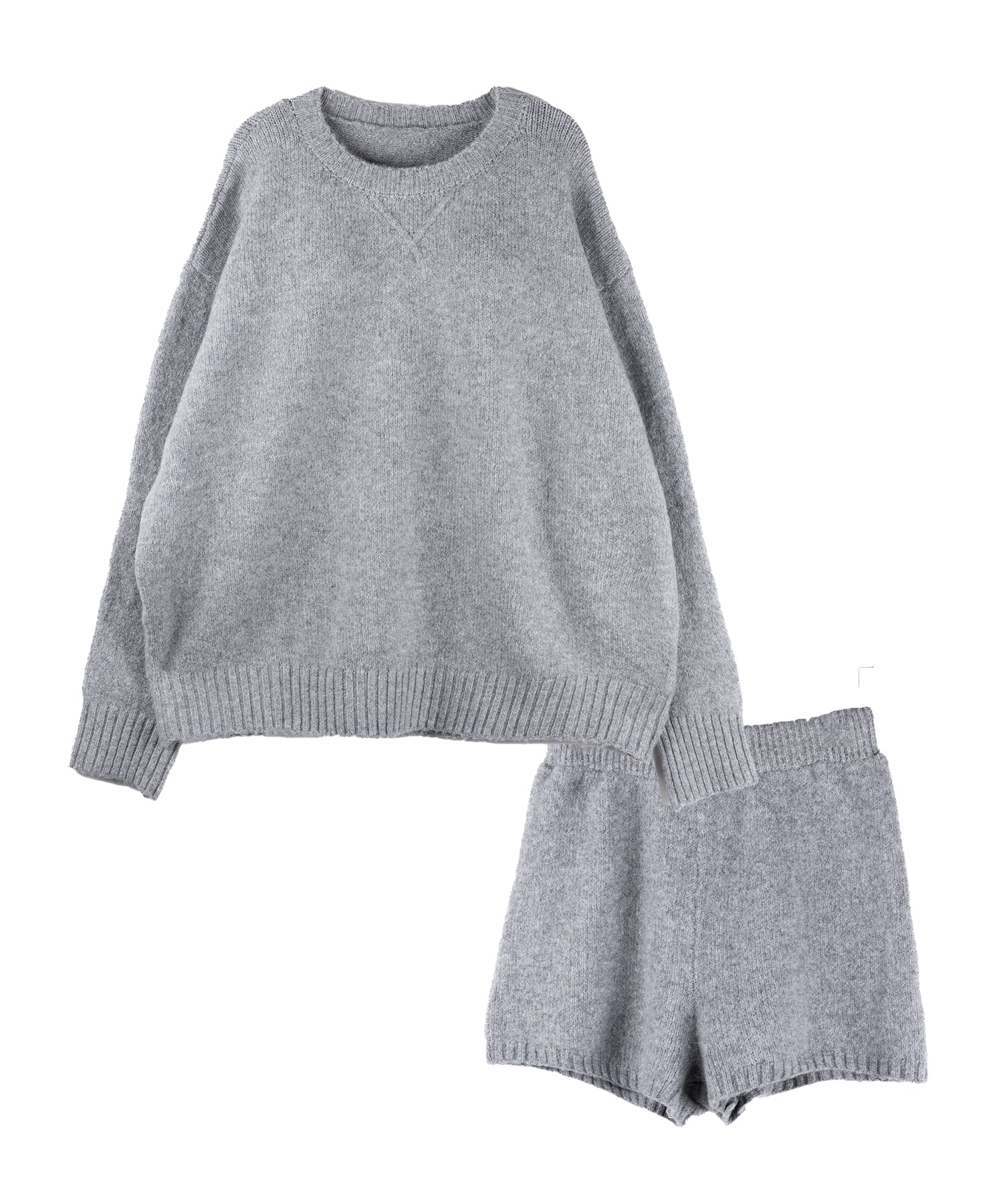 【 ニットセットアップ 】フラッフィーオーバーサイズニット + ニットショートパンツ SET / fluffy over size knit + knit short pants SET