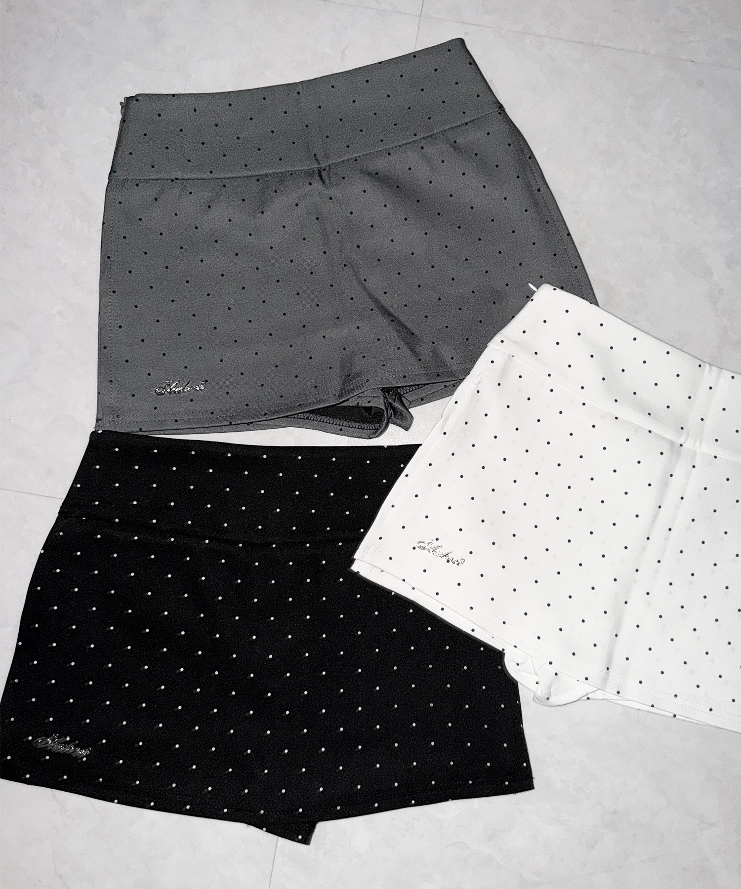 【 インパン裏地付 】ドットロゴレイヤードミニスカパン / dot logo layered mini skirt pants