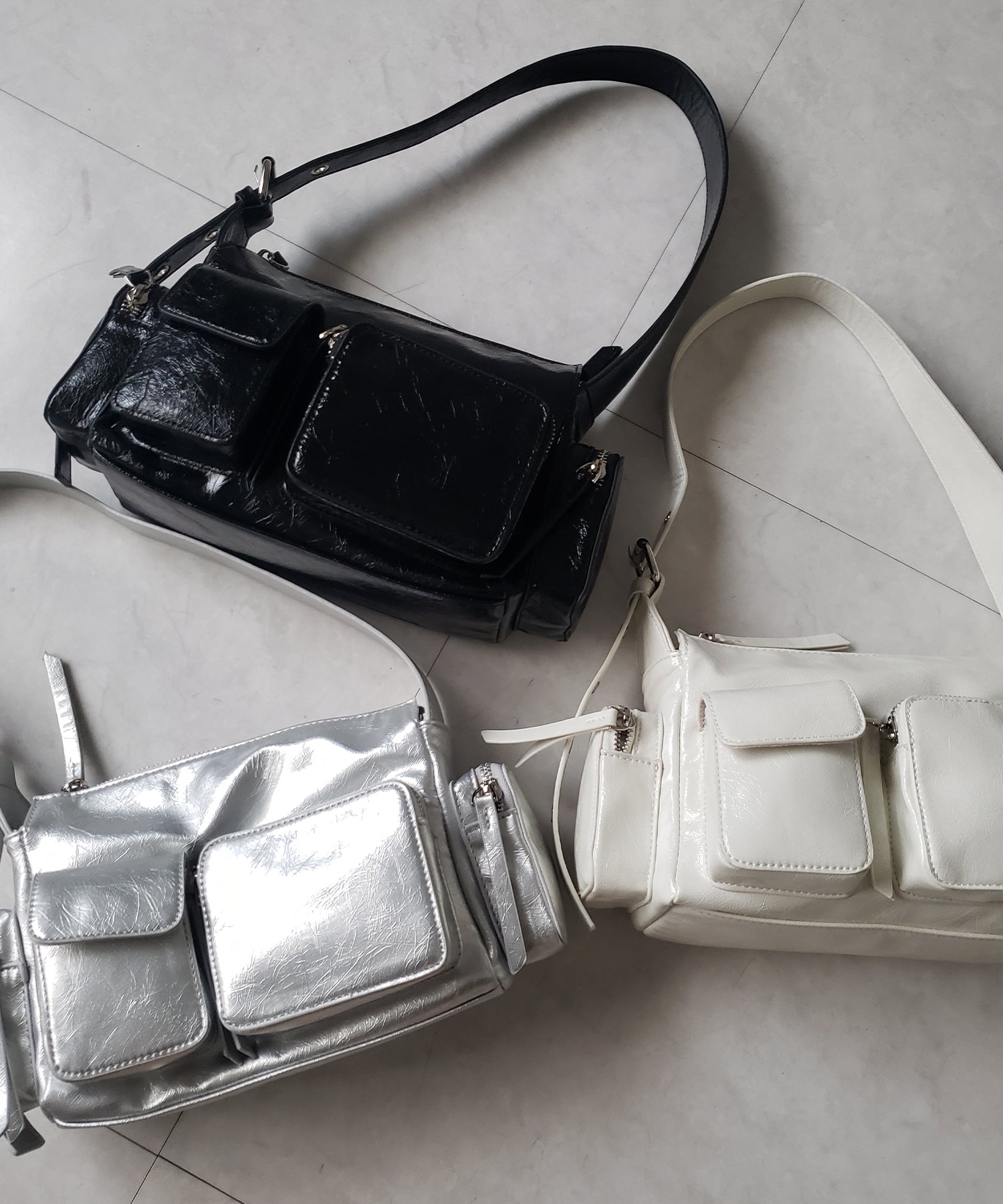 【 3color 】4アウトポケットヴィンテージスクエアショルダーバッグ / 4 outpocket vintage square shoulder bag