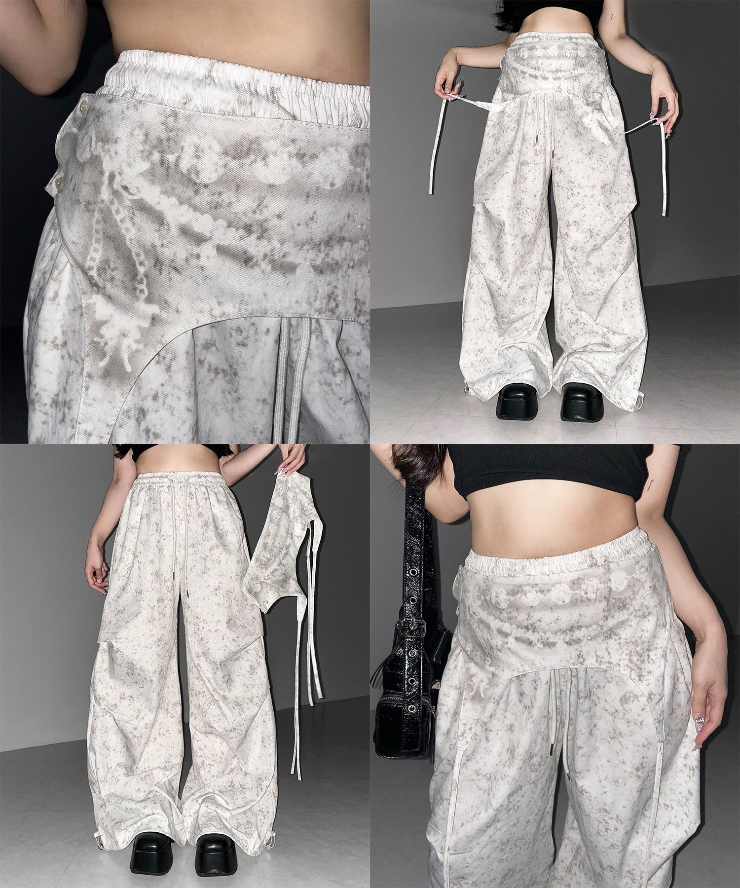 ガーターレイヤードヴィンテージタックワイドパンツ / garter layered vintage tack wide pants